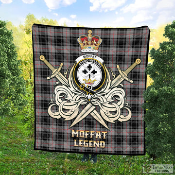 Moffat Tartan Quilt with Clan Crest and the Golden Sword of Courageous Legacy