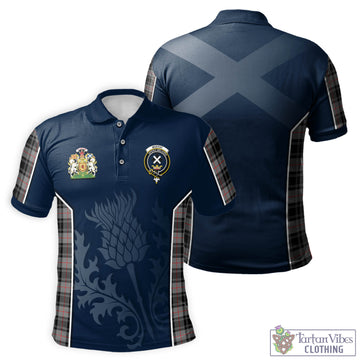Moffat Tartan Men's Polo Shirt with Family Crest and Scottish Thistle Vibes Sport Style