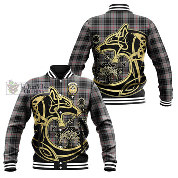 Moffat Tartan Baseball Jacket with Family Crest Celtic Wolf Style Unisex - Tartan Vibes Clothing