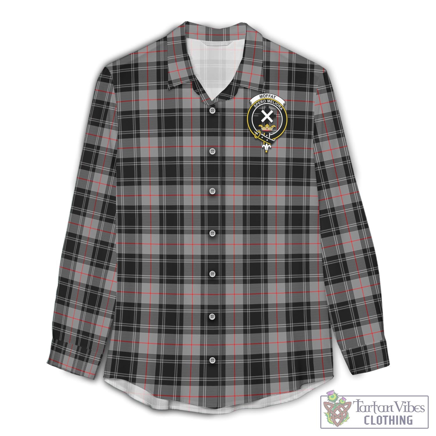 Tartan Vibes Clothing Moffat Modern Tartan Womens Casual Shirt with Family Crest