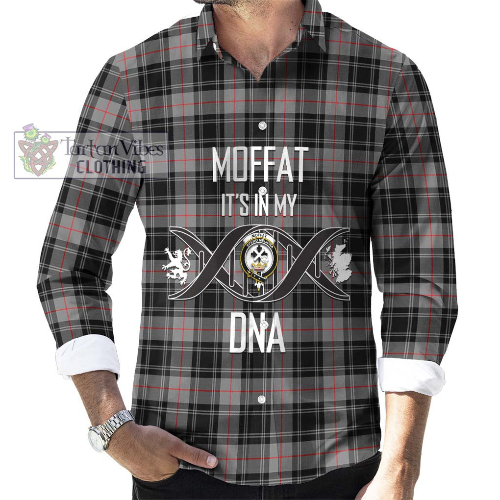 Moffat Tartan Long Sleeve Button Shirt with Family Crest DNA In Me Style Men's Shirt S - Tartanvibesclothing Shop