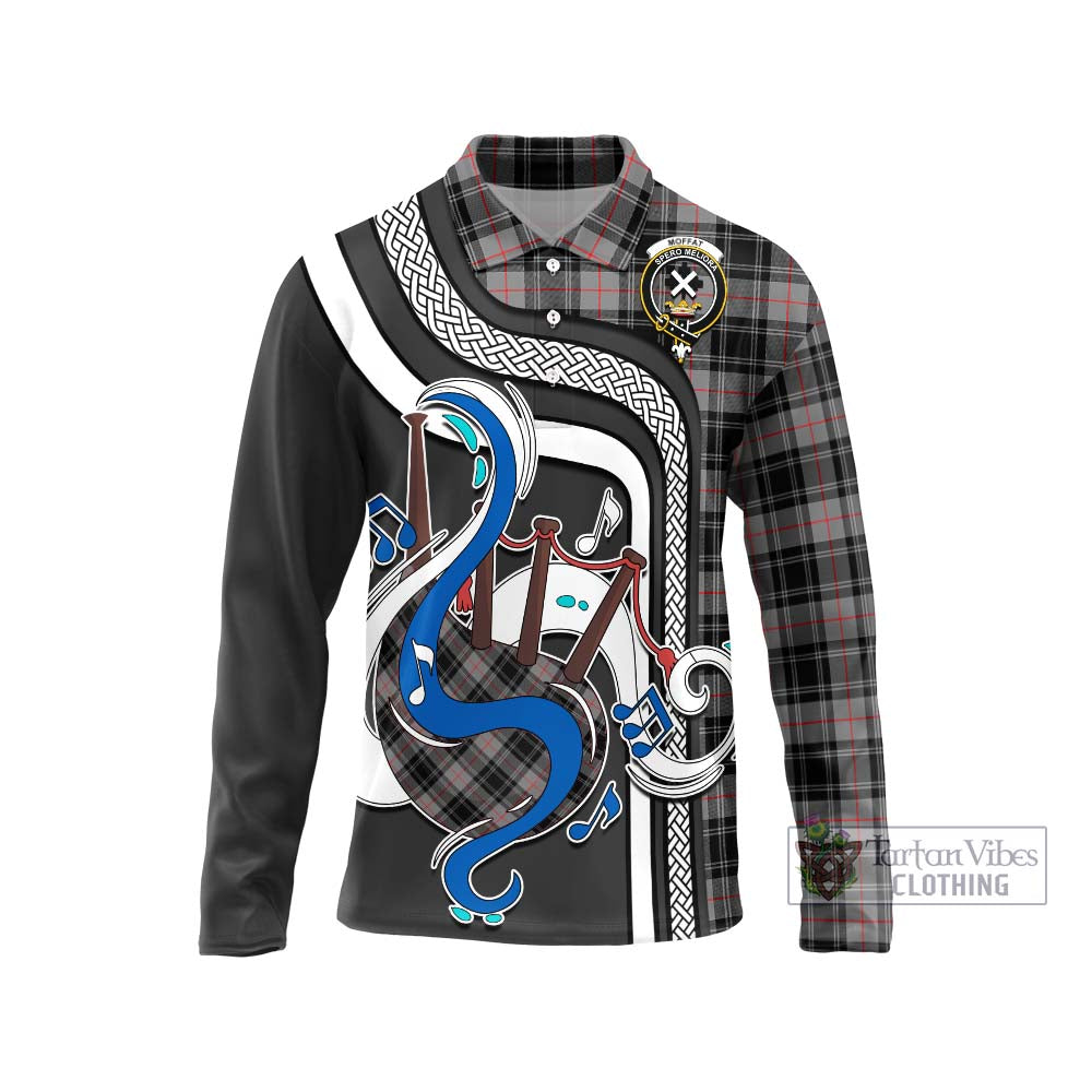 Tartan Vibes Clothing Moffat Modern Tartan Long Sleeve Polo Shirt with Epic Bagpipe Style