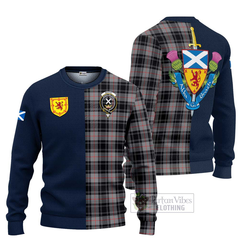 Tartan Vibes Clothing Moffat Modern Tartan Knitted Sweater with Scottish Lion Royal Arm Half Style