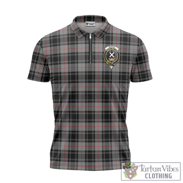 Moffat Tartan Zipper Polo Shirt with Family Crest