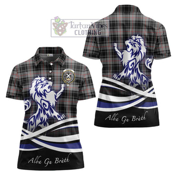 Moffat Tartan Women's Polo Shirt with Alba Gu Brath Regal Lion Emblem Women - Tartanvibesclothing Shop