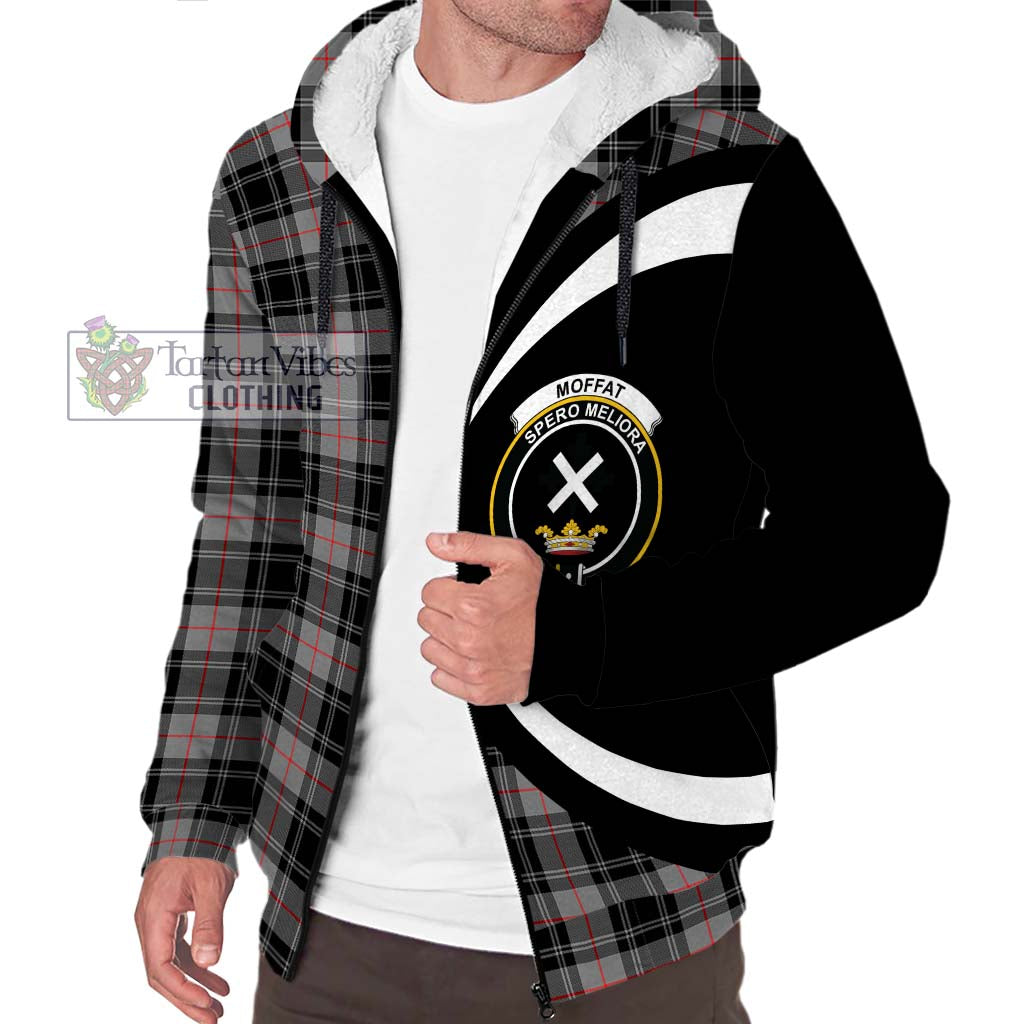 Moffat Tartan Sherpa Hoodie with Family Crest Circle Style Unisex S - Tartan Vibes Clothing