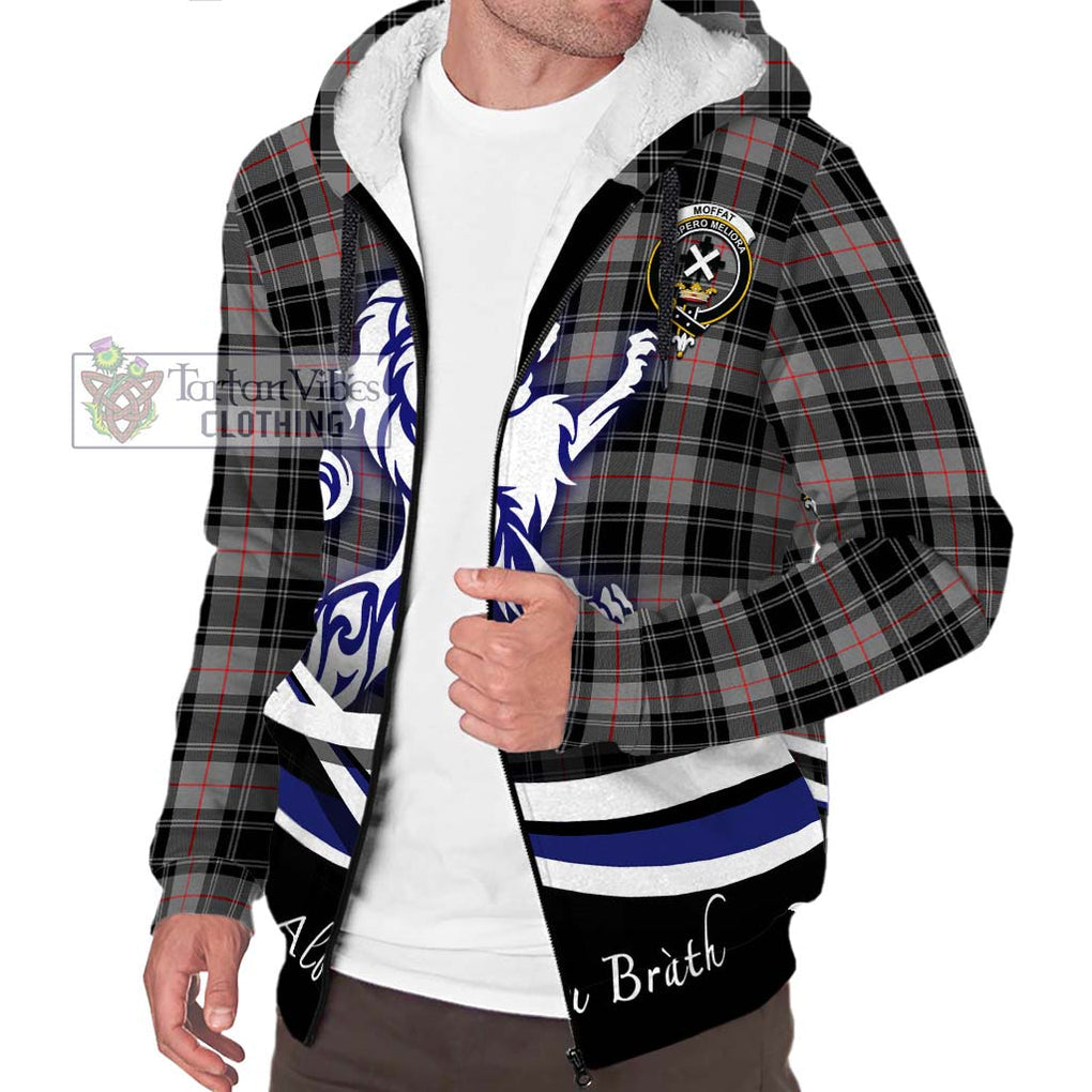 Moffat Tartan Sherpa Hoodie with Alba Gu Brath Regal Lion Emblem Unisex S - Tartanvibesclothing Shop