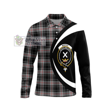 Moffat Tartan Long Sleeve Polo Shirt with Family Crest Circle Style Unisex - Tartan Vibes Clothing