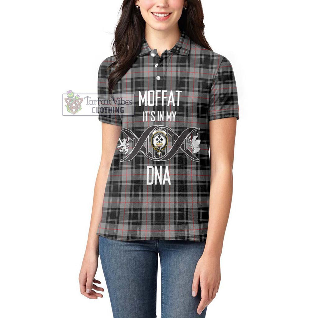 Moffat Tartan Women's Polo Shirt with Family Crest DNA In Me Style Women - Tartanvibesclothing Shop