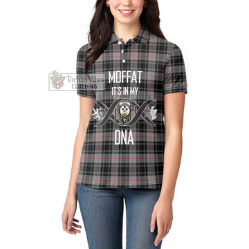 Moffat Tartan Women's Polo Shirt with Family Crest DNA In Me Style Women - Tartanvibesclothing Shop