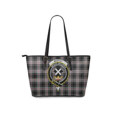 Moffat Tartan Leather Tote Bag with Family Crest