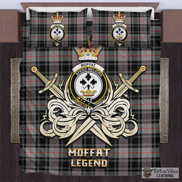 Moffat Modern Tartan Bedding Set with Clan Crest and the Golden Sword of Courageous Legacy