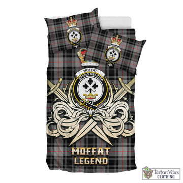 Moffat Modern Tartan Bedding Set with Clan Crest and the Golden Sword of Courageous Legacy
