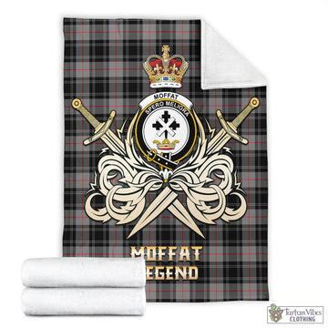 Moffat Modern Tartan Blanket with Clan Crest and the Golden Sword of Courageous Legacy