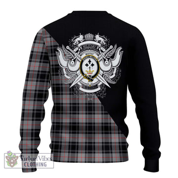 Moffat Tartan Knitted Sweater with Family Crest and Military Logo Style - Tartanvibesclothing Shop