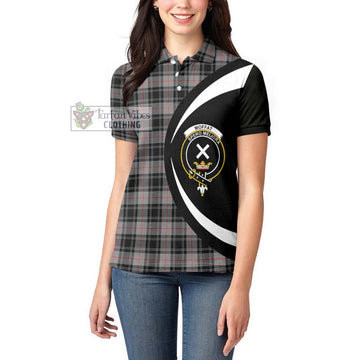 Moffat Tartan Women's Polo Shirt with Family Crest Circle Style - Tartan Vibes Clothing