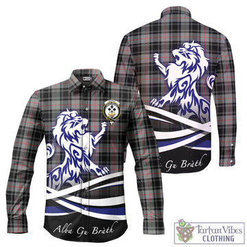 Moffat Modern Tartan Long Sleeve Button Up Shirt with Alba Gu Brath Regal Lion Emblem