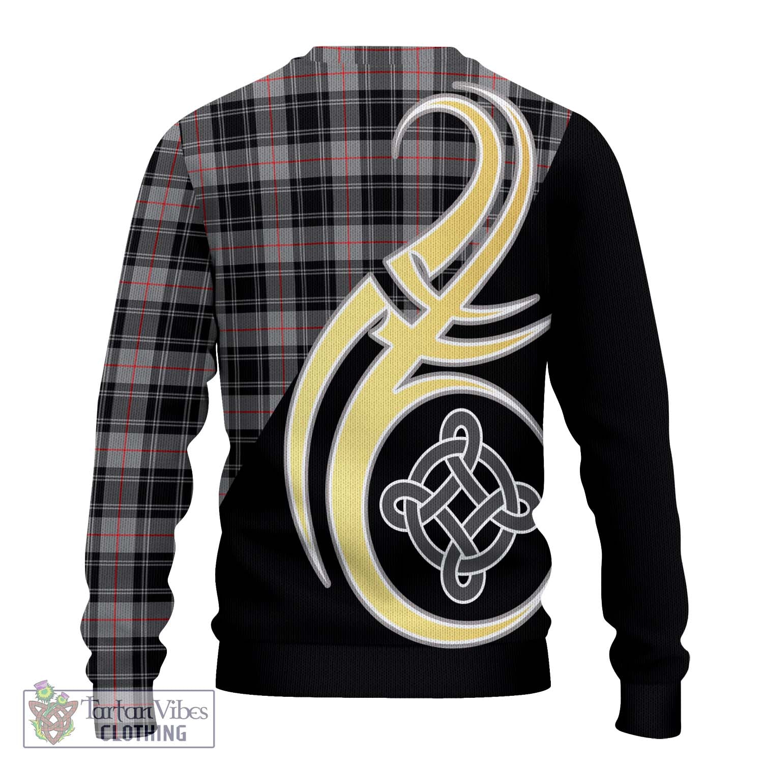 Moffat Tartan Knitted Sweater with Family Crest and Celtic Symbol Style - Tartan Vibes Clothing