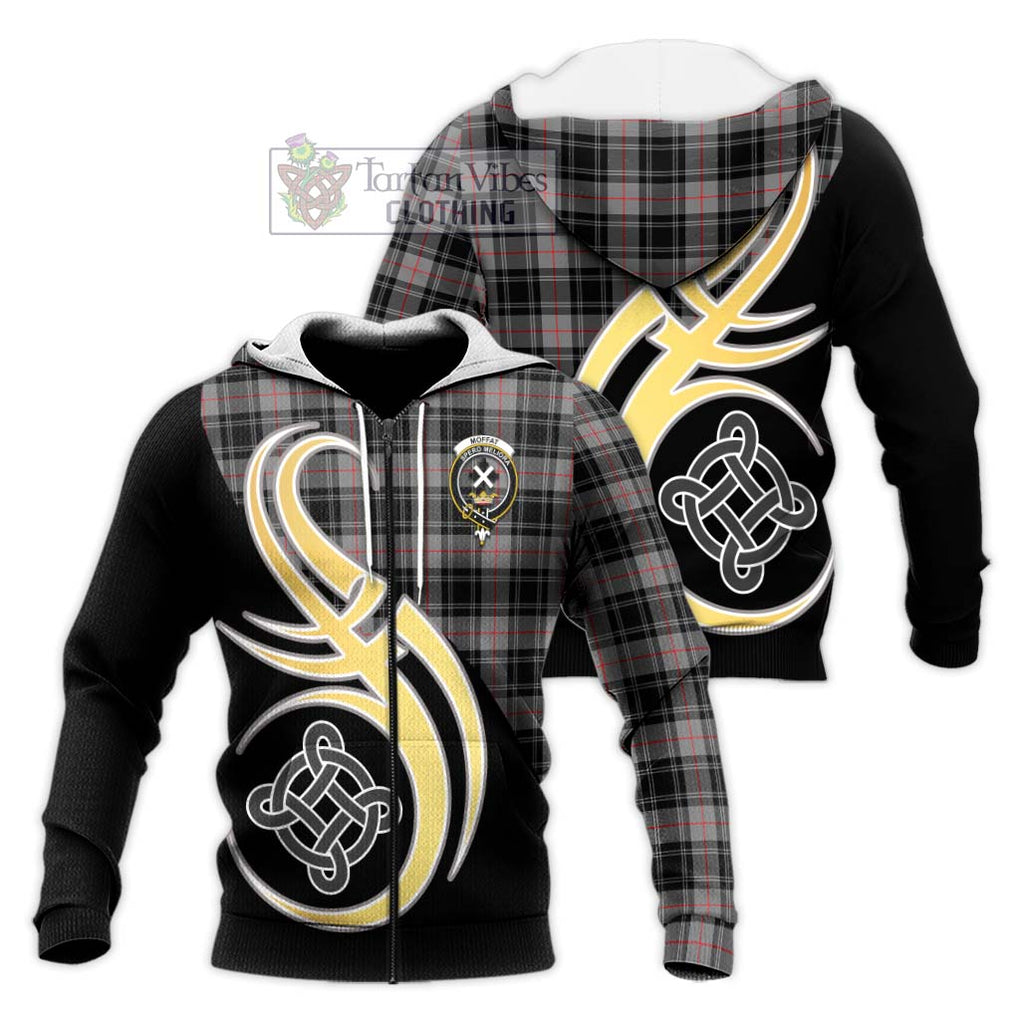 Moffat Tartan Knitted Hoodie with Family Crest and Celtic Symbol Style Unisex Knitted Zip Hoodie - Tartan Vibes Clothing