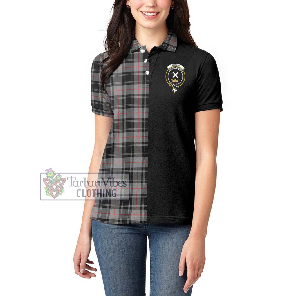 Moffat Tartan Women's Polo Shirt with Family Crest and Half Of Me Style - Tartanvibesclothing Shop