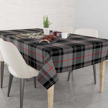 Moffat Tartan Tablecloth with Clan Crest and the Golden Sword of Courageous Legacy