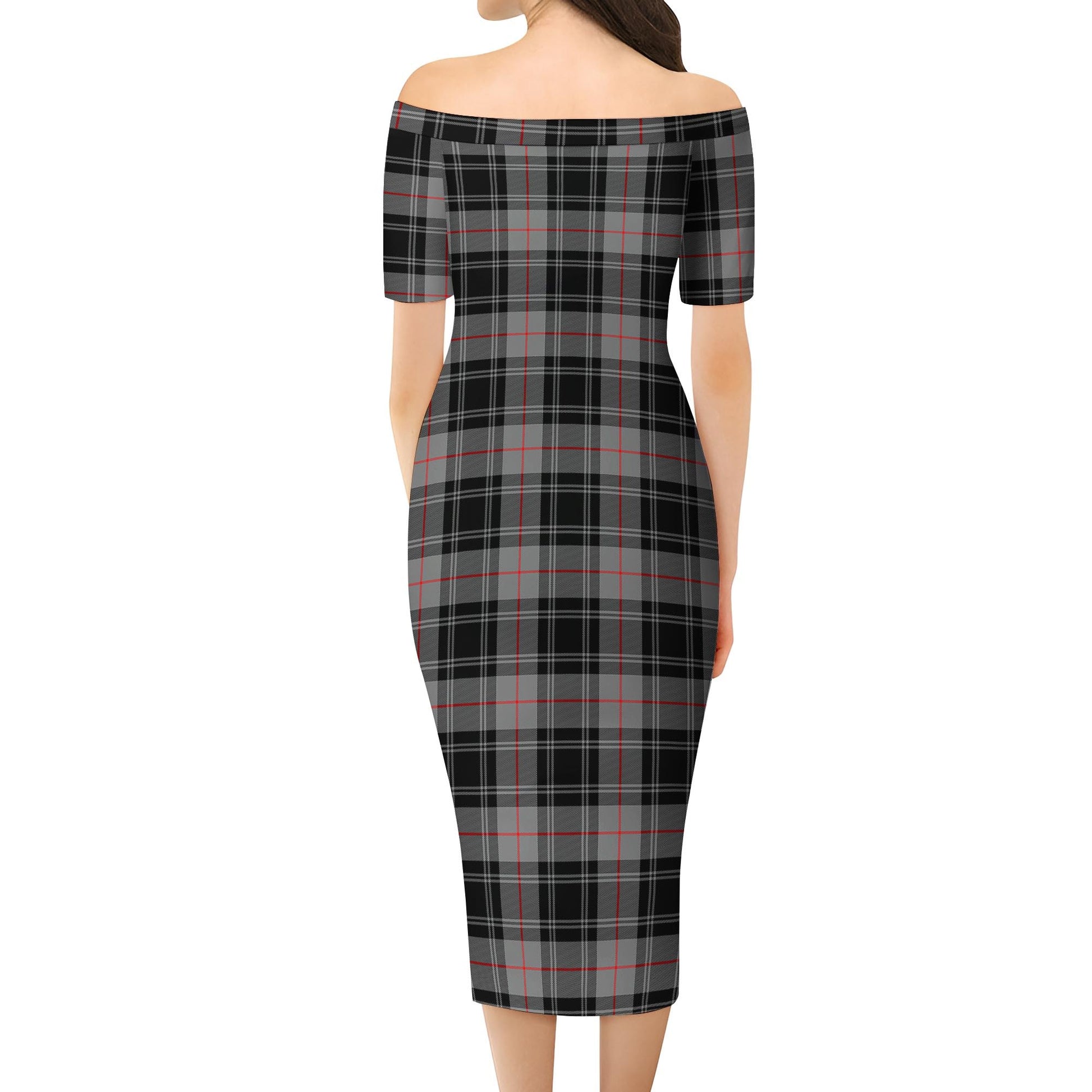 Moffat Modern Tartan Off Shoulder Lady Dress - Tartanvibesclothing