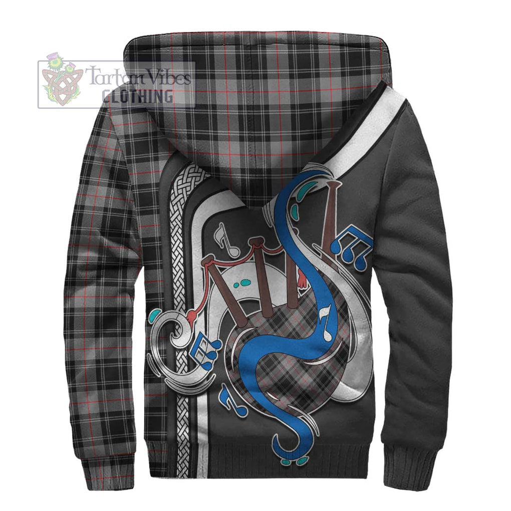 Moffat Tartan Sherpa Hoodie with Epic Bagpipe Style - Tartanvibesclothing Shop