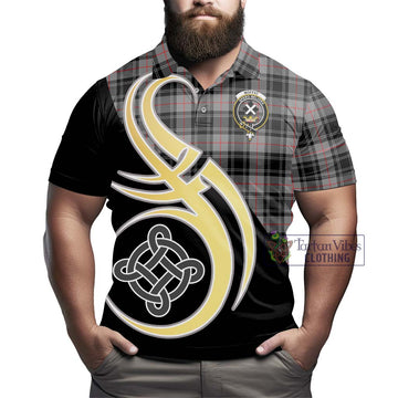 Moffat Tartan Polo Shirt with Family Crest and Celtic Symbol Style