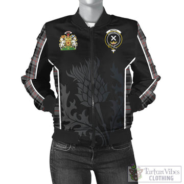 Moffat Tartan Bomber Jacket with Family Crest and Scottish Thistle Vibes Sport Style