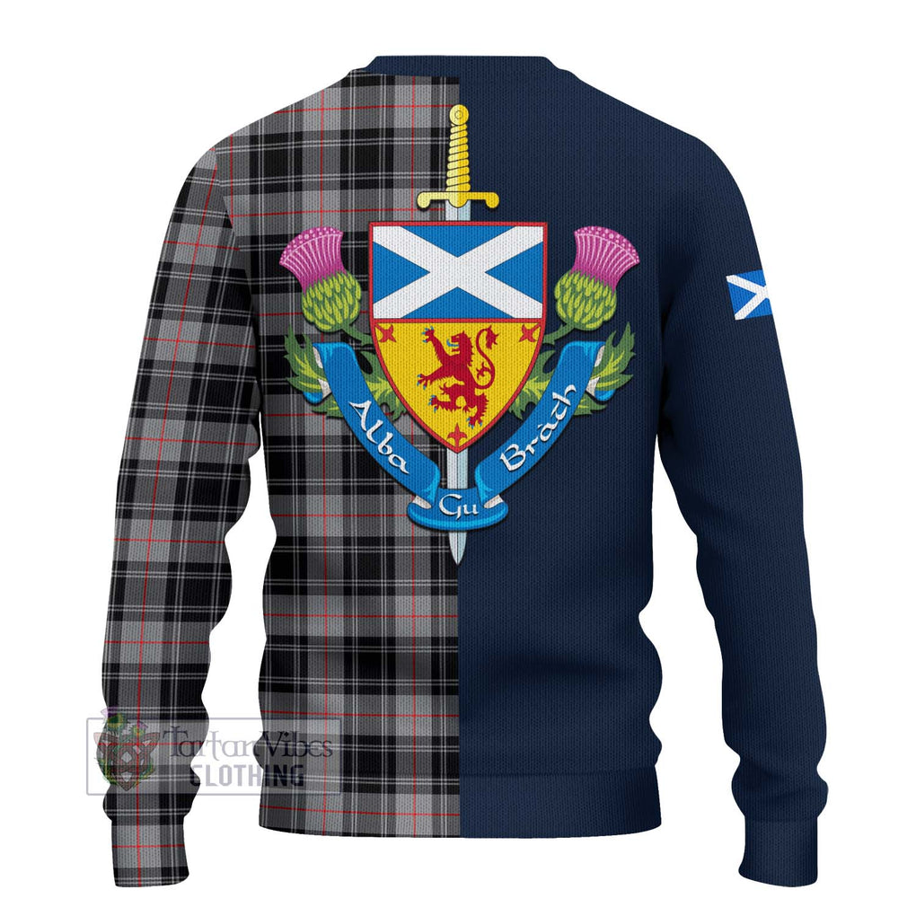 Tartan Vibes Clothing Moffat Modern Tartan Knitted Sweater with Scottish Lion Royal Arm Half Style