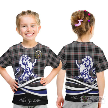 Moffat Tartan Kid T-Shirt with Alba Gu Brath Regal Lion Emblem - Tartanvibesclothing Shop