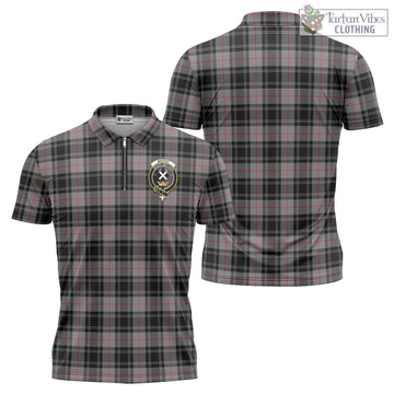 Moffat Tartan Zipper Polo Shirt with Family Crest