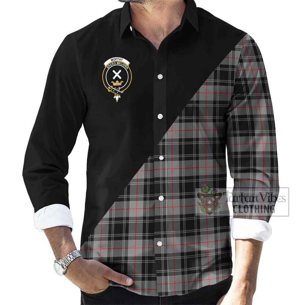 Moffat Tartan Long Sleeve Button Shirt with Family Crest and Military Logo Style - Tartanvibesclothing Shop
