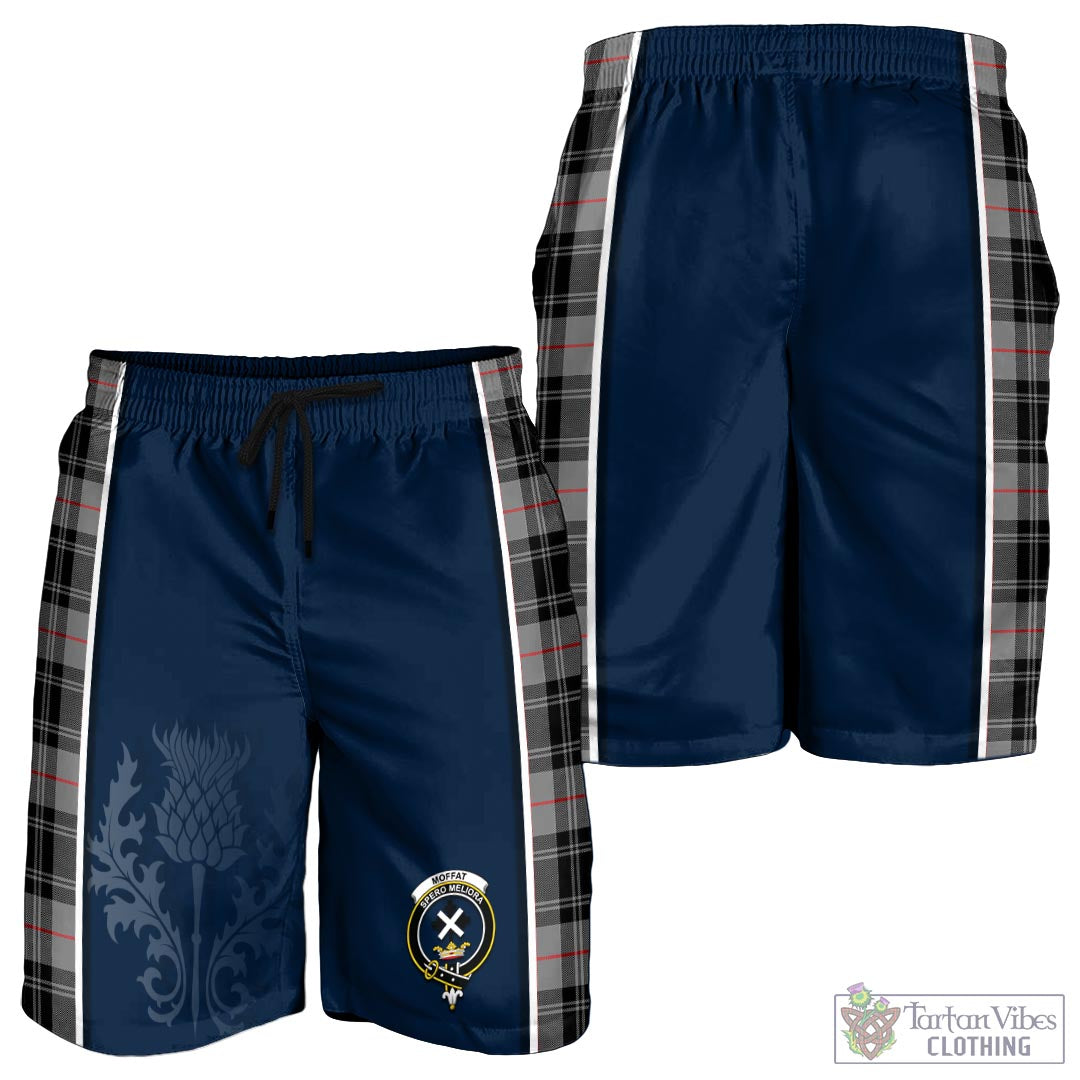 Tartan Vibes Clothing Moffat Modern Tartan Men's Shorts with Family Crest and Scottish Thistle Vibes Sport Style