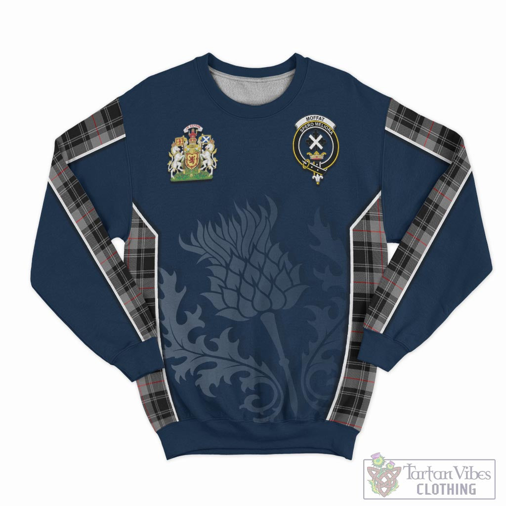 Tartan Vibes Clothing Moffat Modern Tartan Sweatshirt with Family Crest and Scottish Thistle Vibes Sport Style