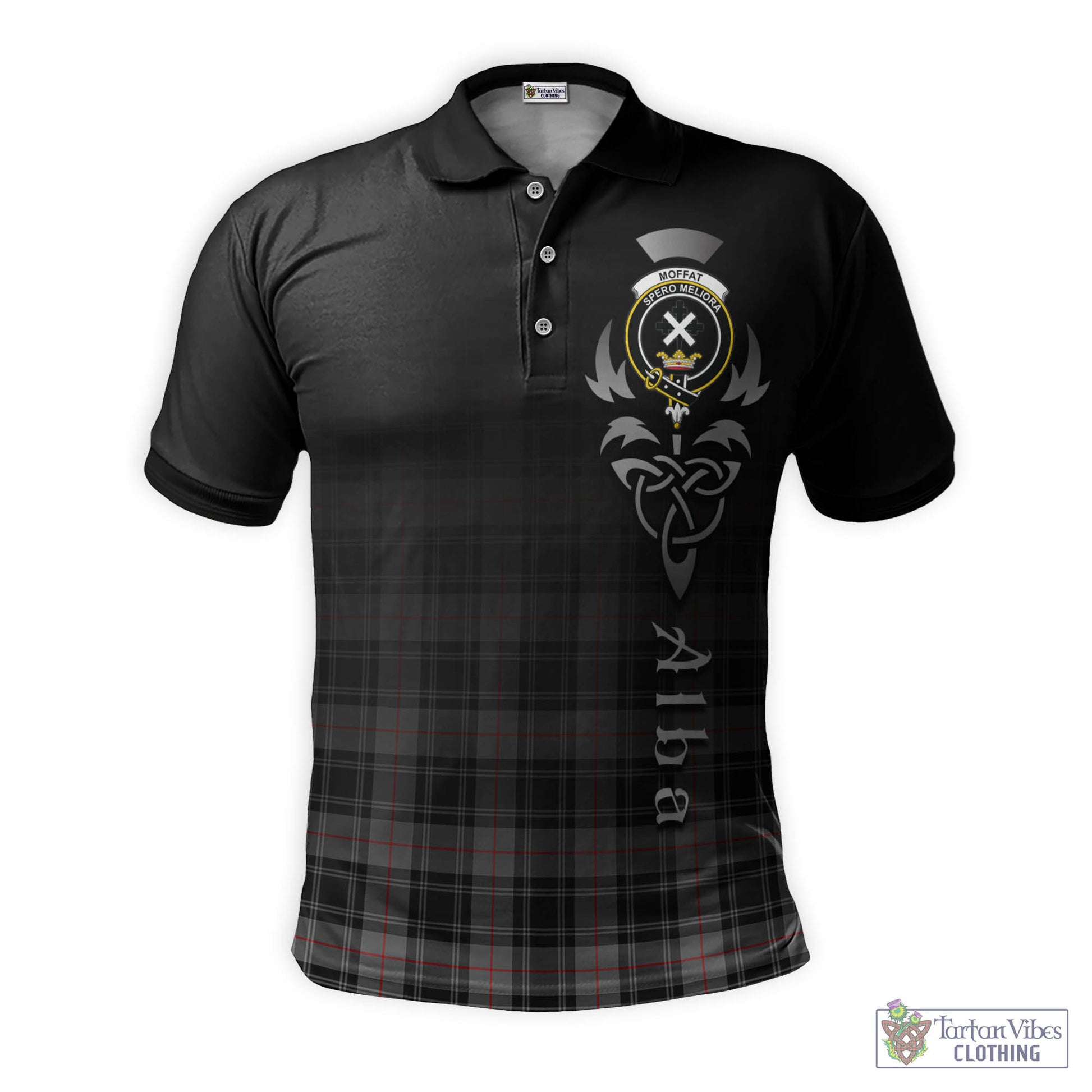 Tartan Vibes Clothing Moffat Modern Tartan Polo Shirt Featuring Alba Gu Brath Family Crest Celtic Inspired
