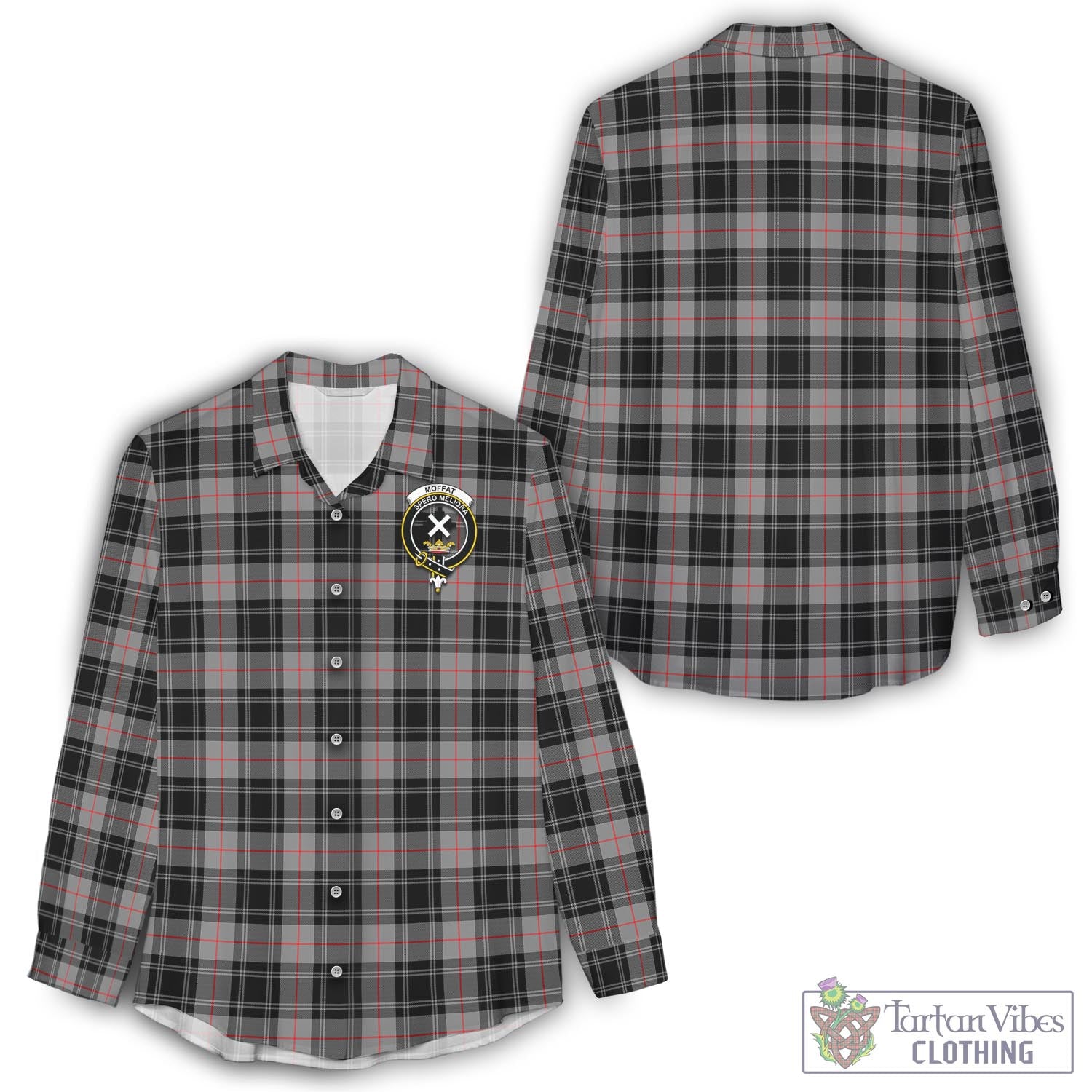 Tartan Vibes Clothing Moffat Modern Tartan Womens Casual Shirt with Family Crest