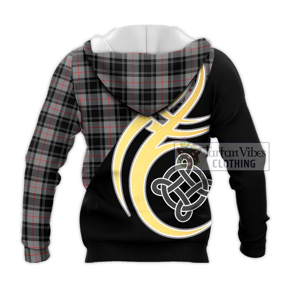 Moffat Tartan Knitted Hoodie with Family Crest and Celtic Symbol Style - Tartan Vibes Clothing
