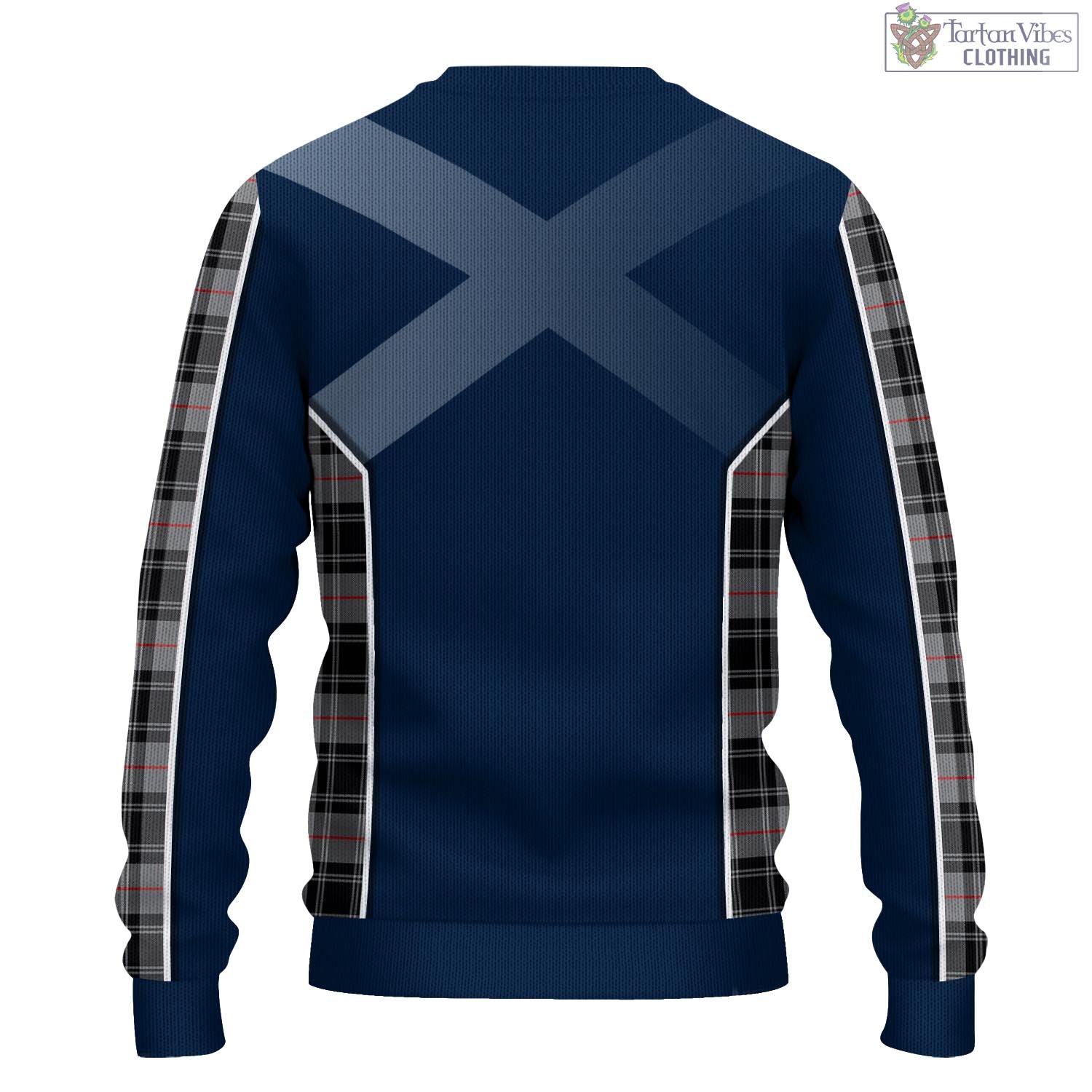 Tartan Vibes Clothing Moffat Modern Tartan Knitted Sweatshirt with Family Crest and Scottish Thistle Vibes Sport Style