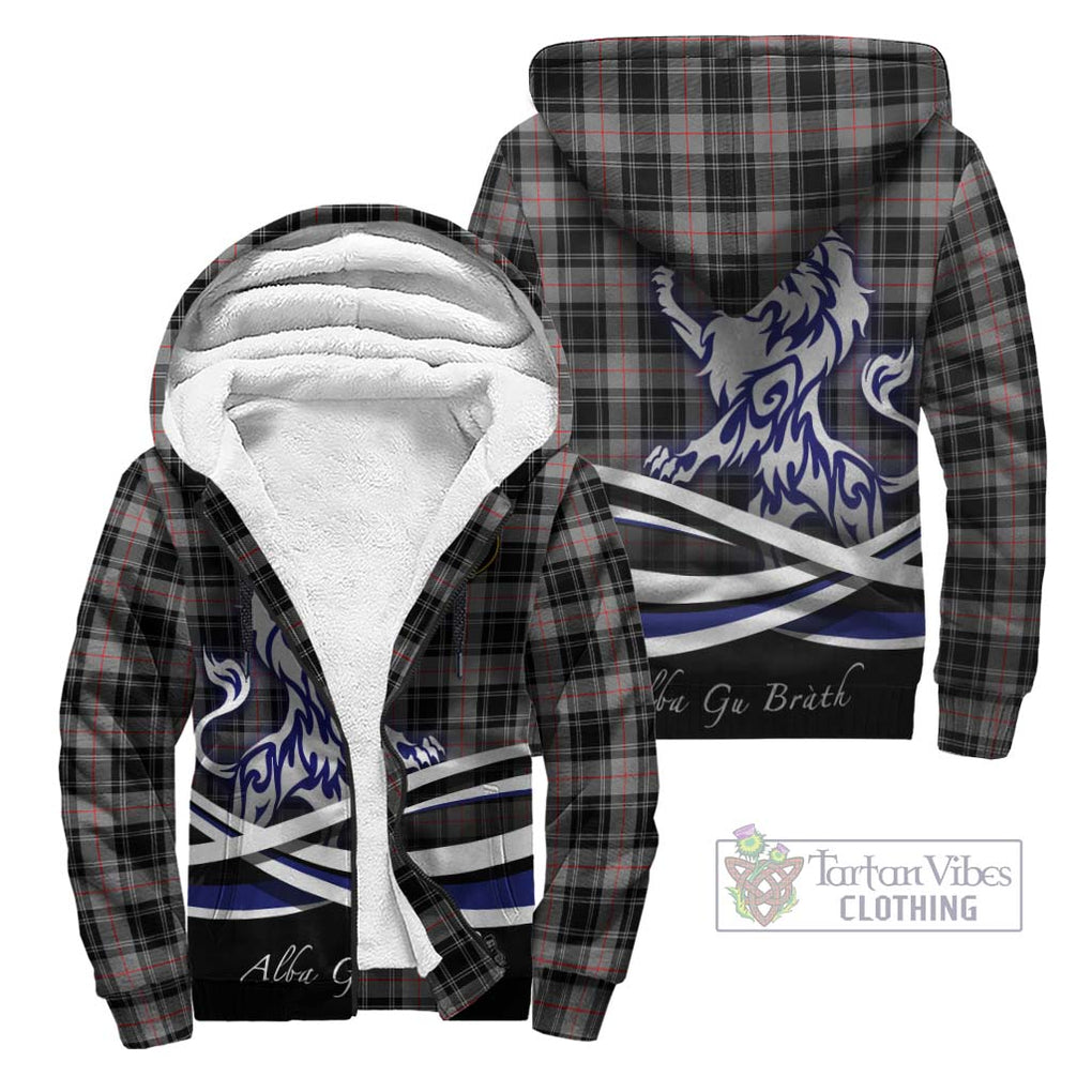 Moffat Tartan Sherpa Hoodie with Alba Gu Brath Regal Lion Emblem Unisex - Tartanvibesclothing Shop