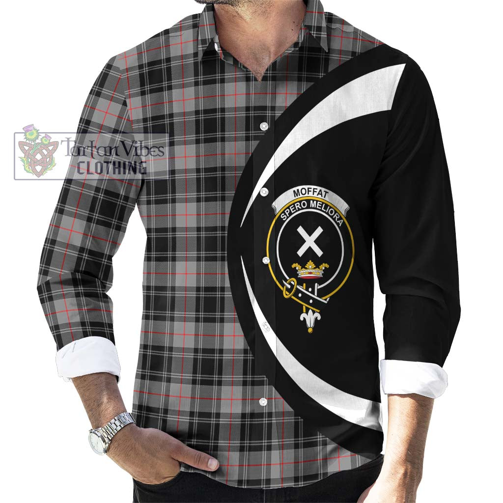 Moffat Tartan Long Sleeve Button Up with Family Crest Circle Style - Tartan Vibes Clothing