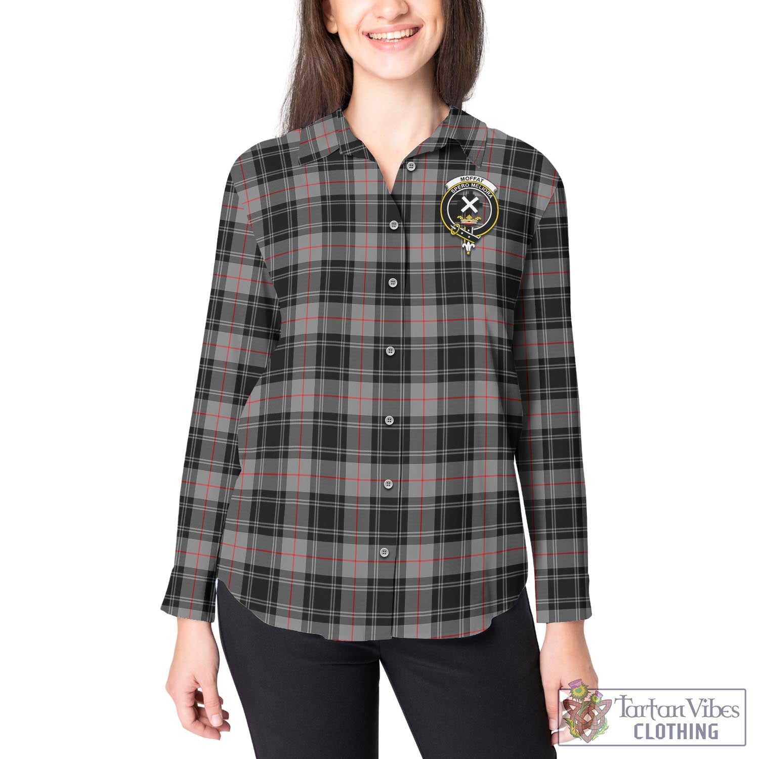 Tartan Vibes Clothing Moffat Modern Tartan Womens Casual Shirt with Family Crest