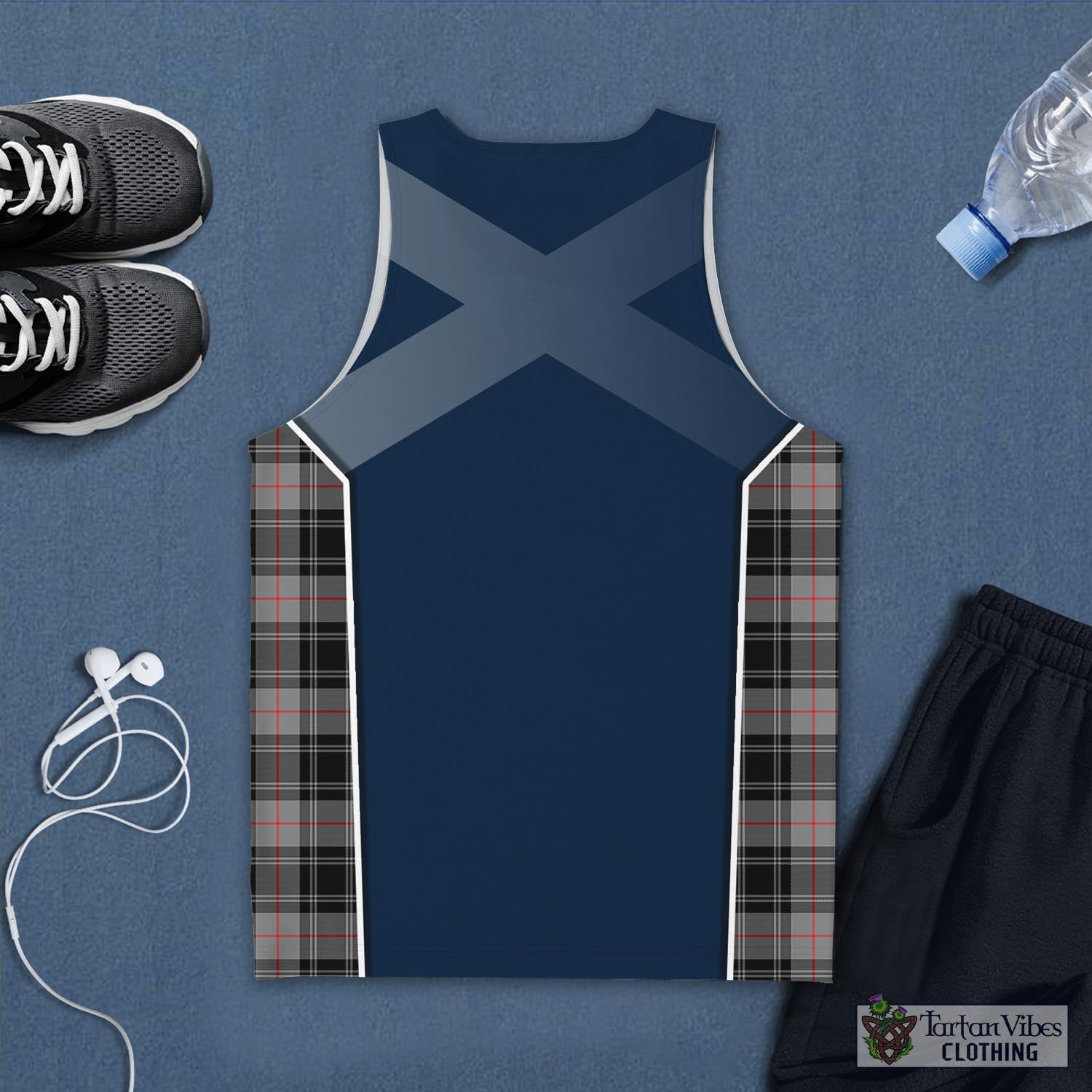 Tartan Vibes Clothing Moffat Modern Tartan Men's Tanks Top with Family Crest and Scottish Thistle Vibes Sport Style