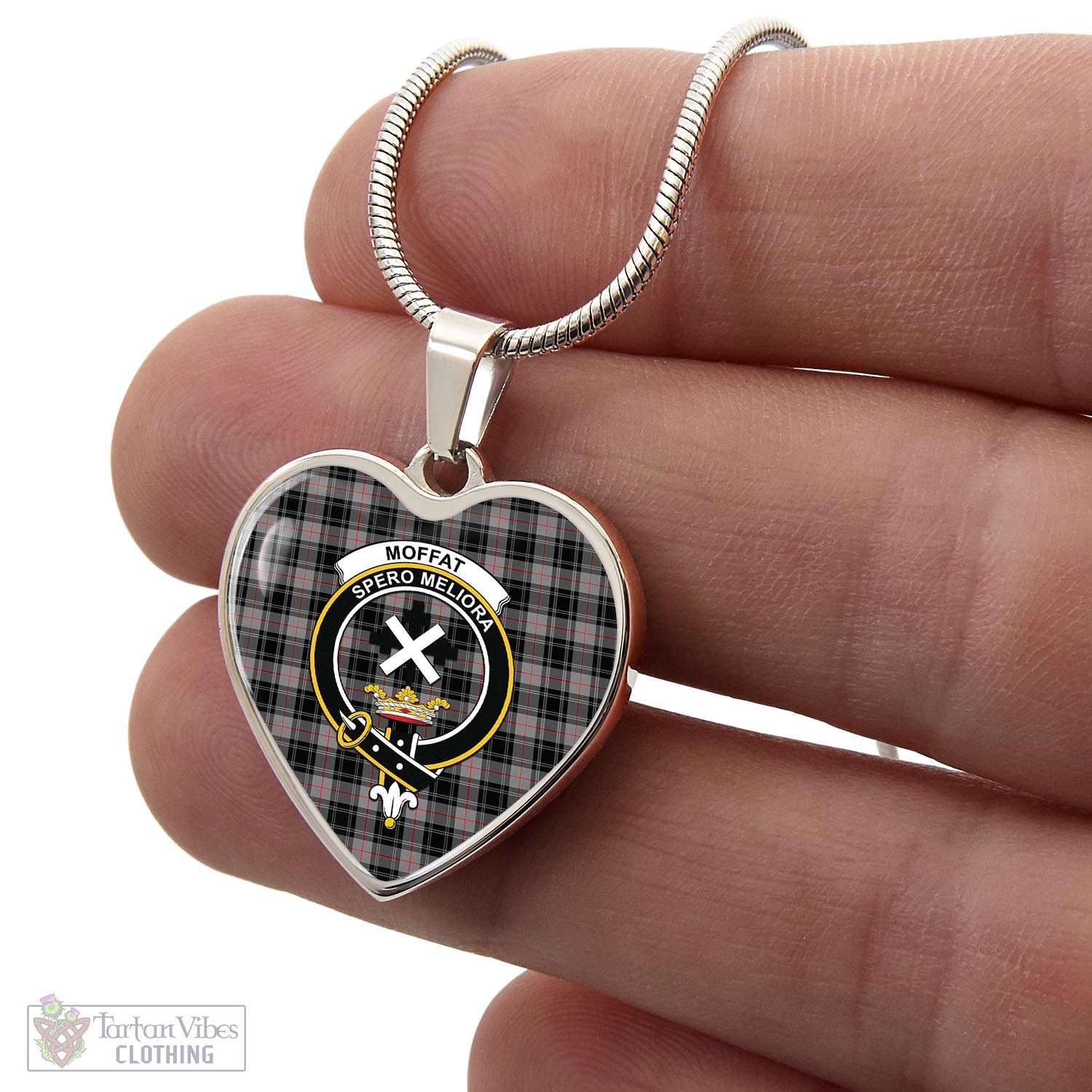 Tartan Vibes Clothing Moffat Modern Tartan Heart Necklace with Family Crest