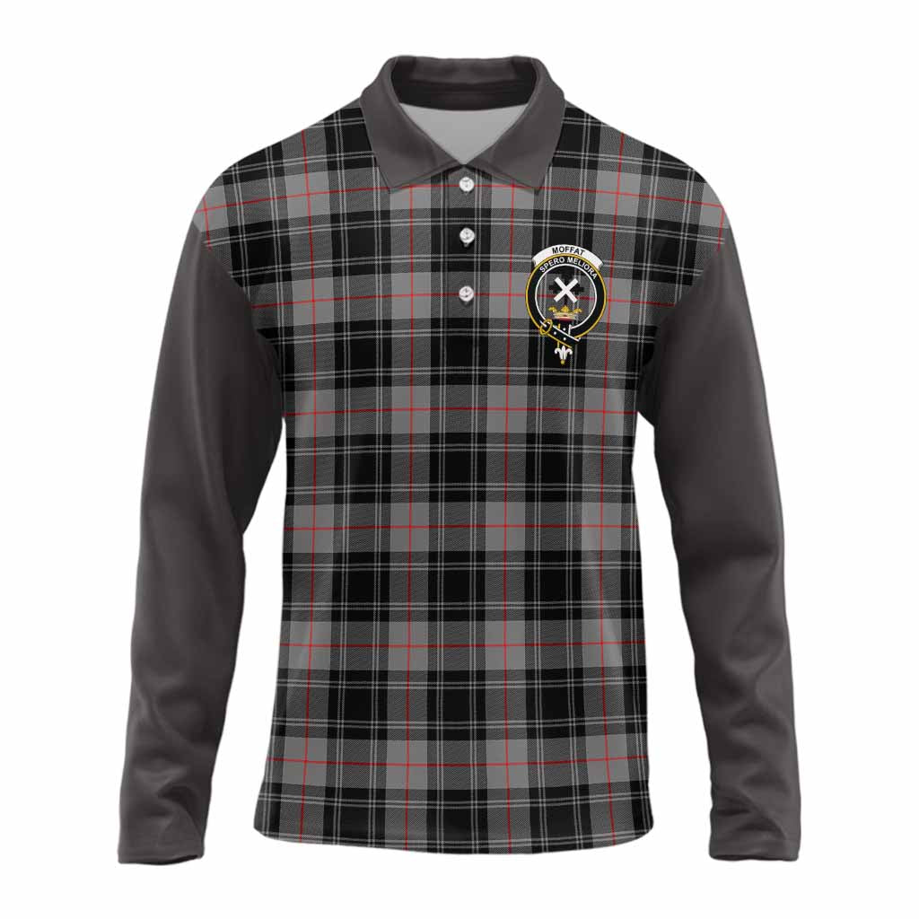 Moffat Tartan Accent Long Sleeve Polo Shirt with Family Crest