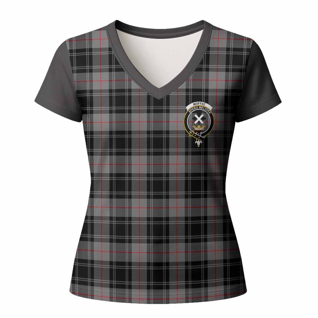 Moffat Tartan Accent Women T shirt with Family Crest