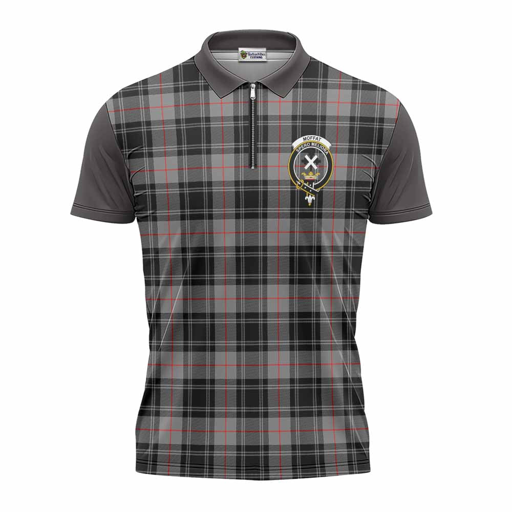 Moffat Tartan Accent Zipper Polo Shirt with Family Crest