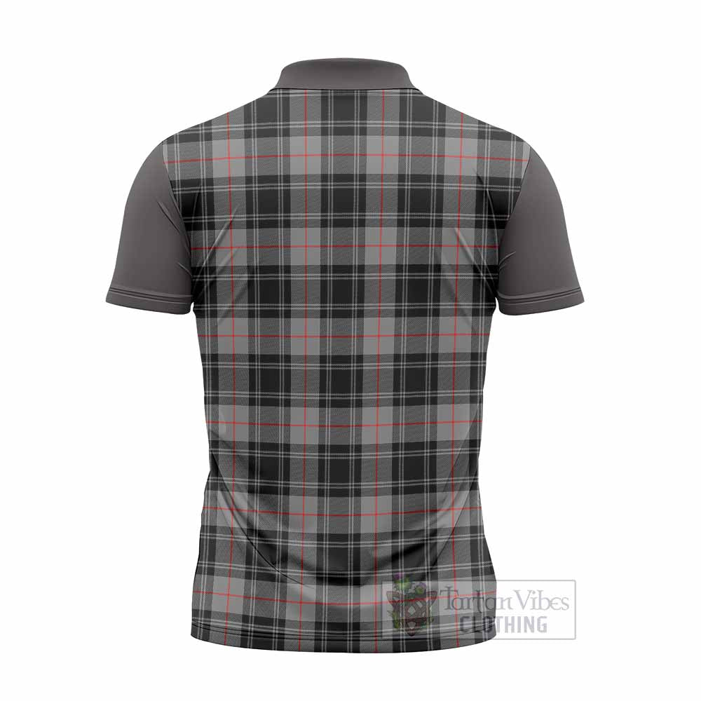 Moffat Tartan Accent Zipper Polo Shirt with Family Crest