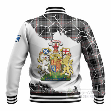 Moffat Tartan Baseball Jacket with Family Crest and Lion Rampant Grunge Style