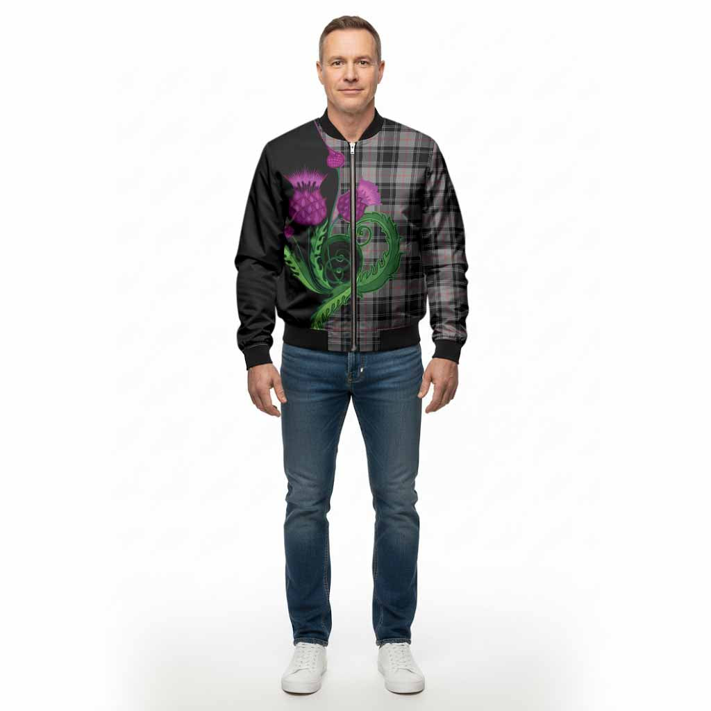 Moffat Tartan Bomber Jacket Traditional Scottish Thistle